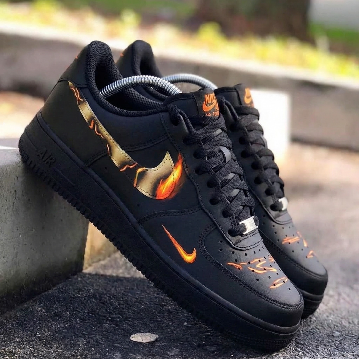 Black Flame Custom AF 1s Shoes