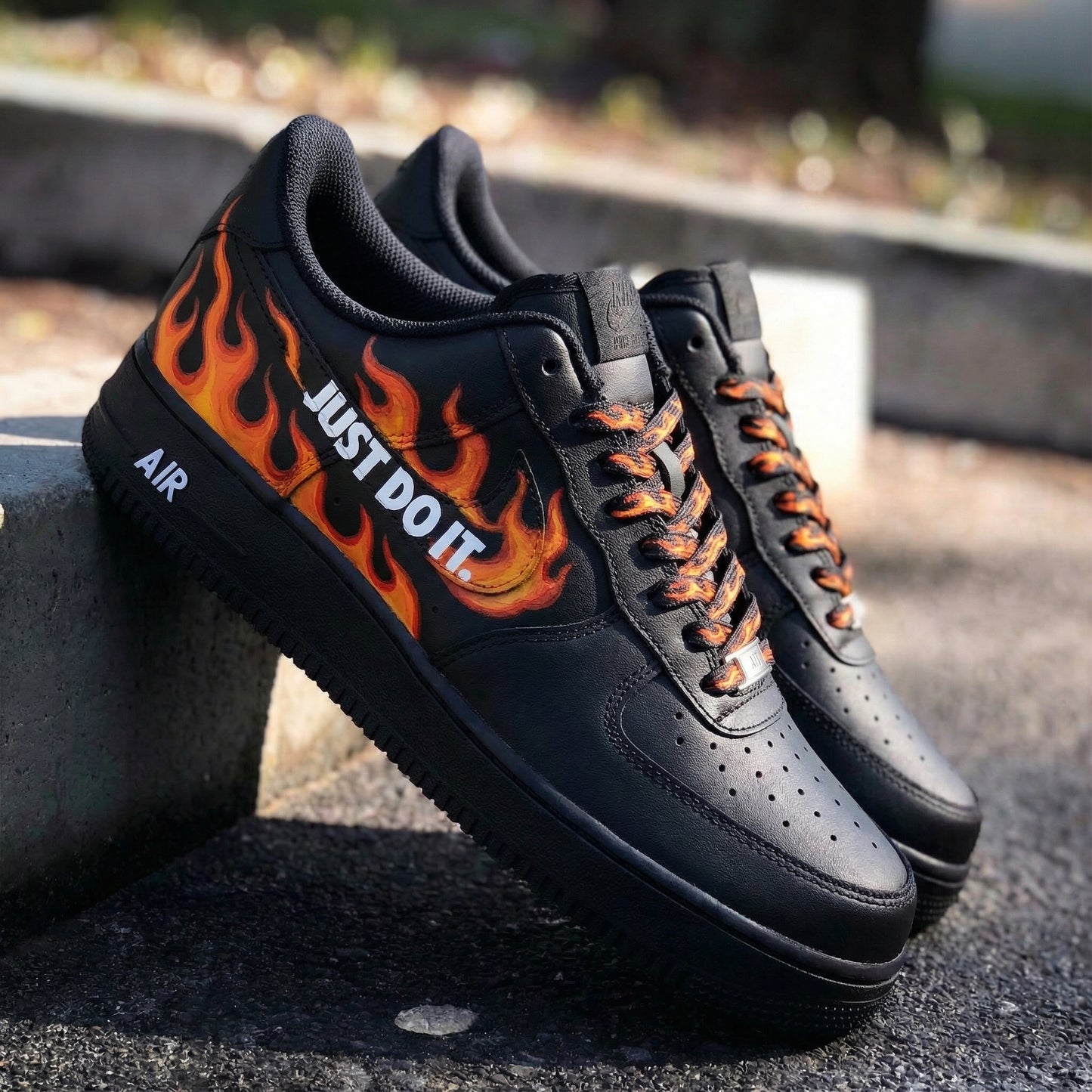 Black Flame Just Do It Custom AF 1s Shoes