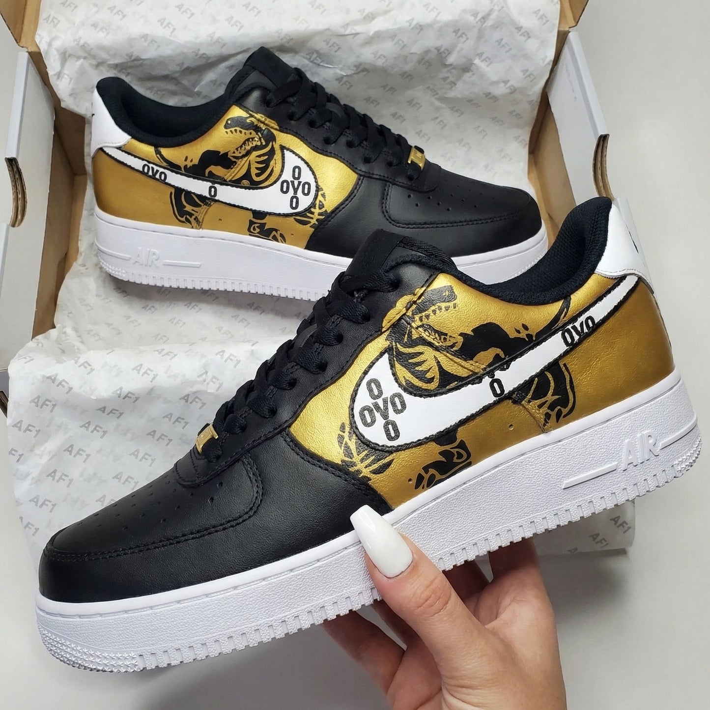 Black Gold OVO Custom AF 1s Shoes