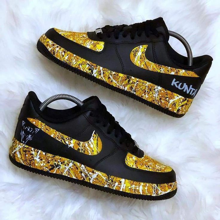 Black Gold Splatter Custom AF 1s Shoes