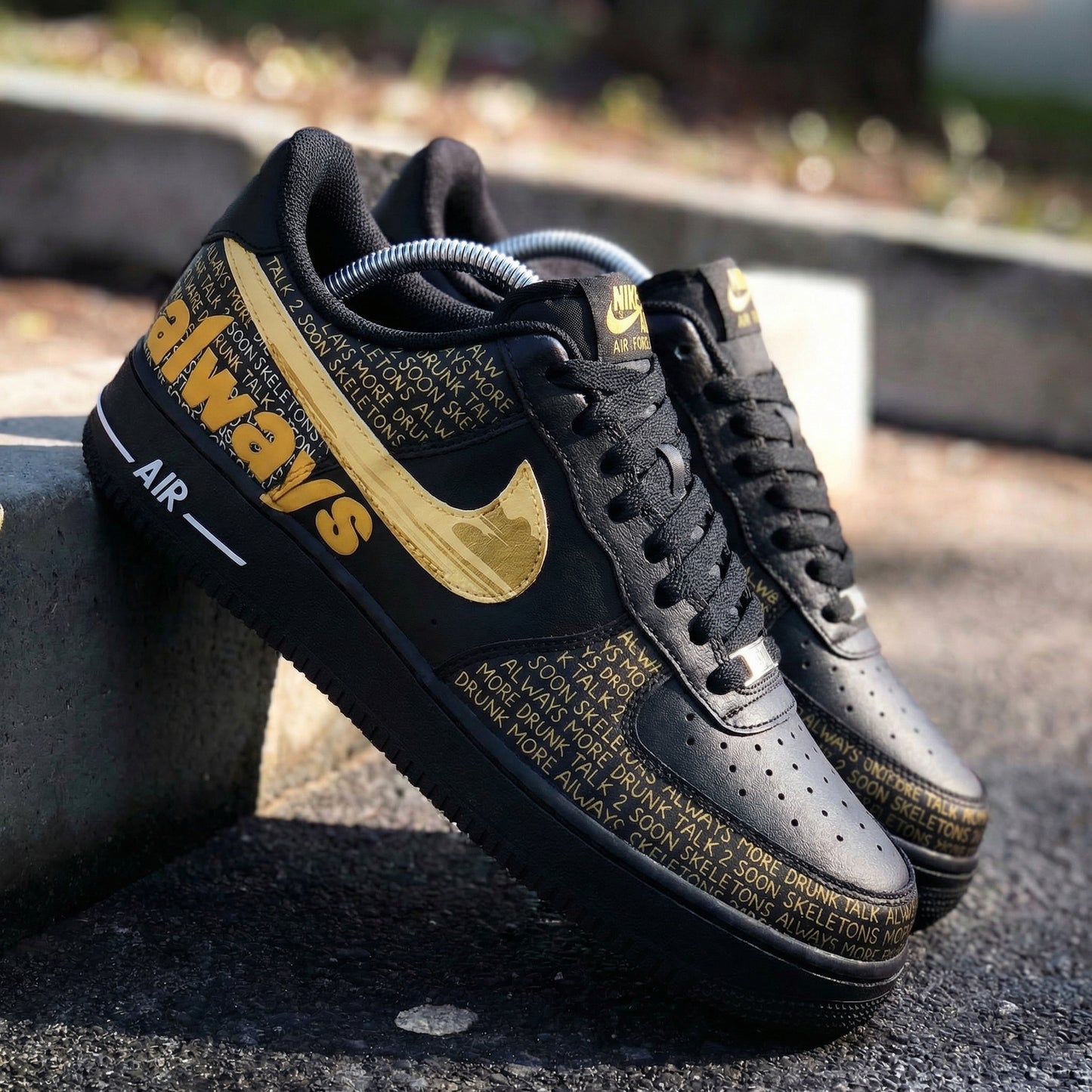 Black Gold Typography Design Custom AF 1s Shoes