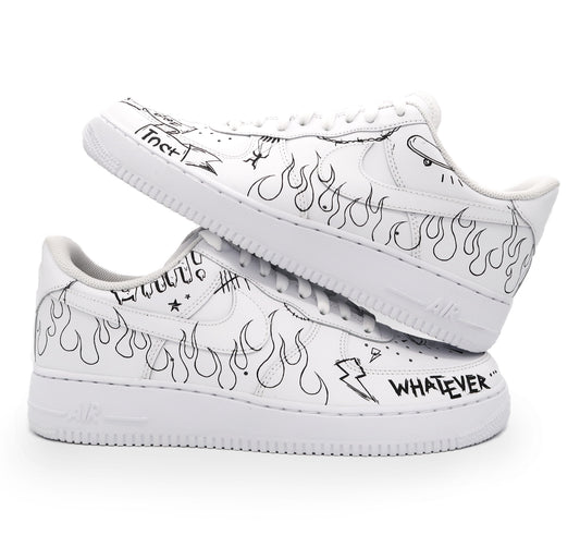 Black Graffiti Custom AF 1s Shoes