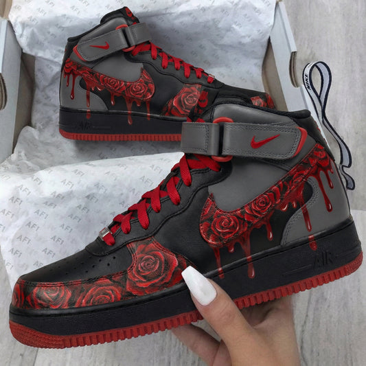 Black Gray Rose Custom AF 1s Shoes