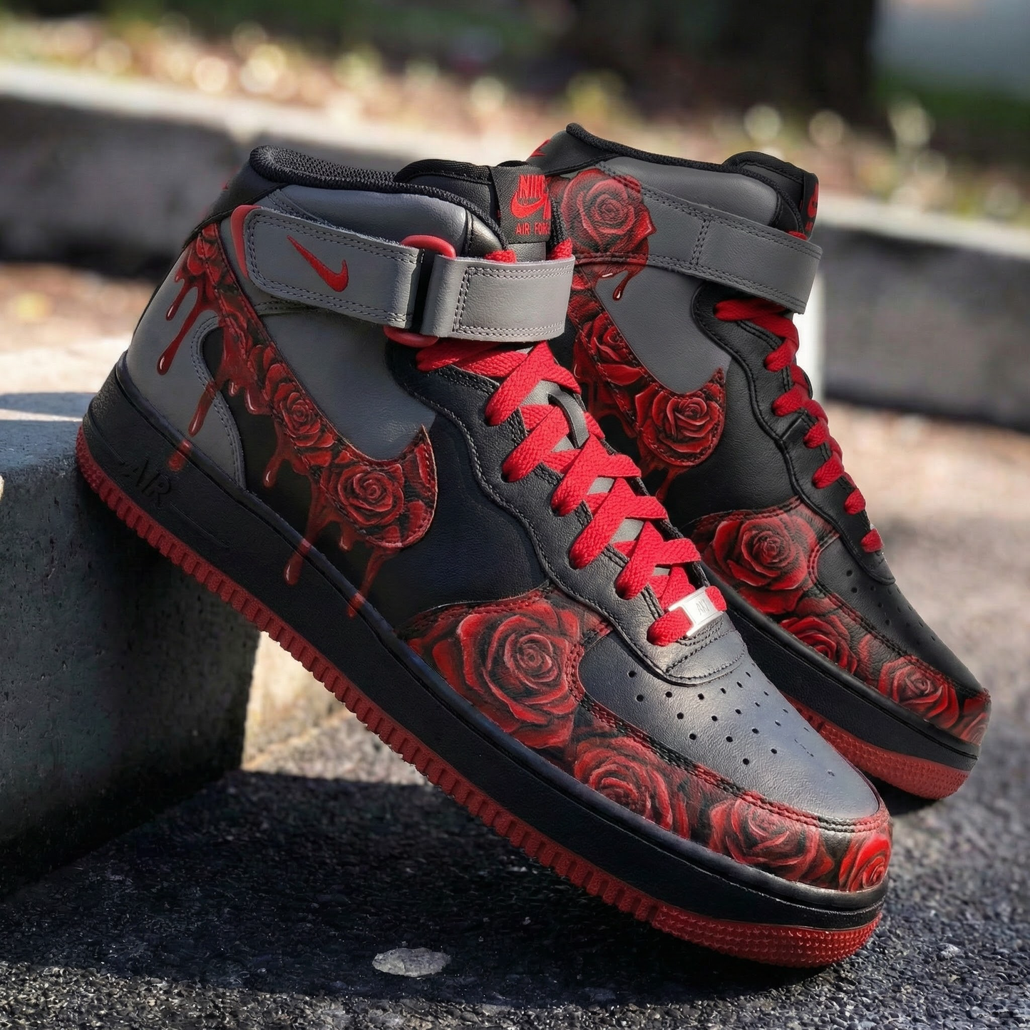 Black Gray Rose Custom AF 1s Shoes