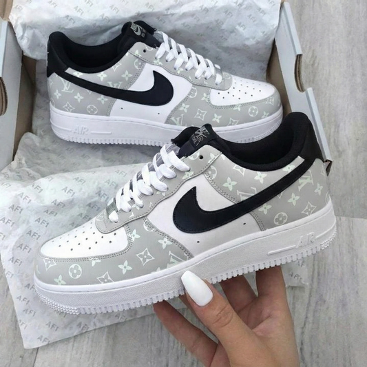 Black Grey LV Custom AF 1s Shoes