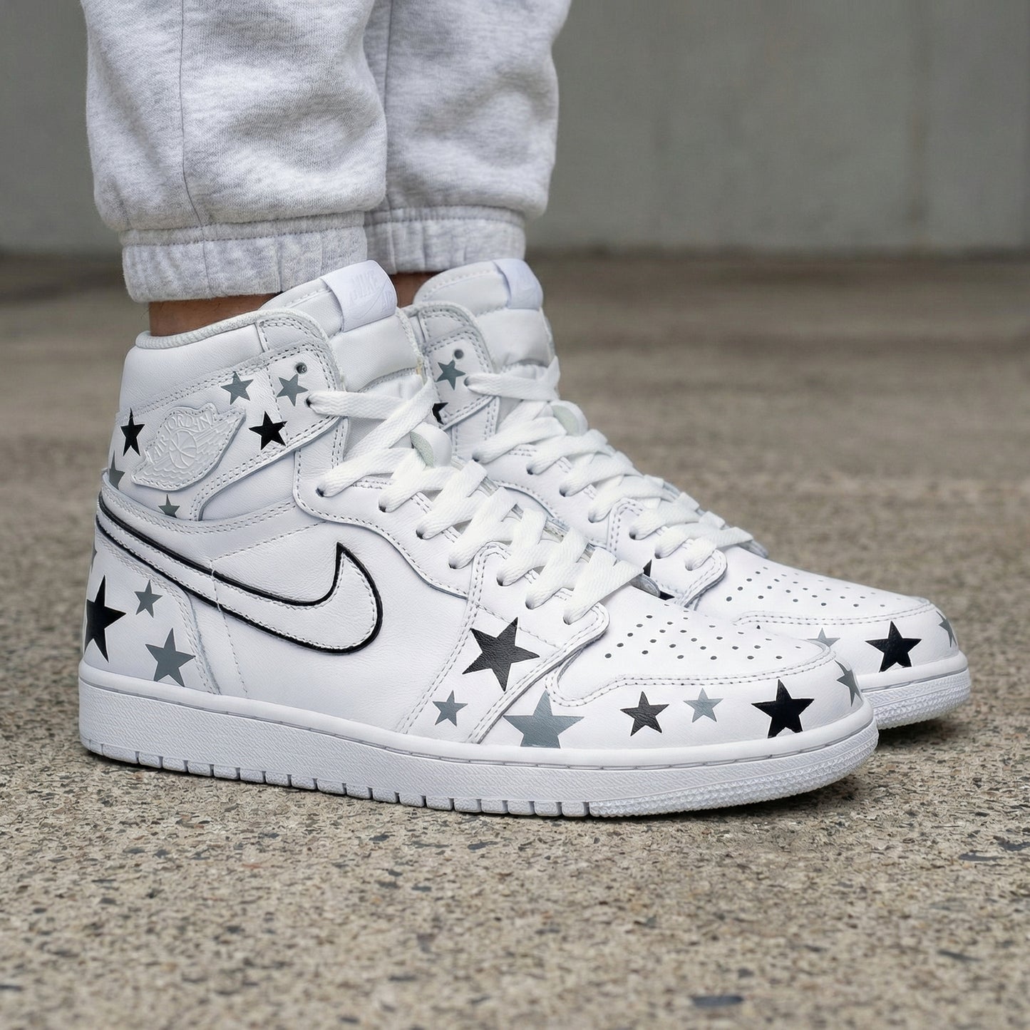 Black Grey Star Custom AJ 1s Shoes
