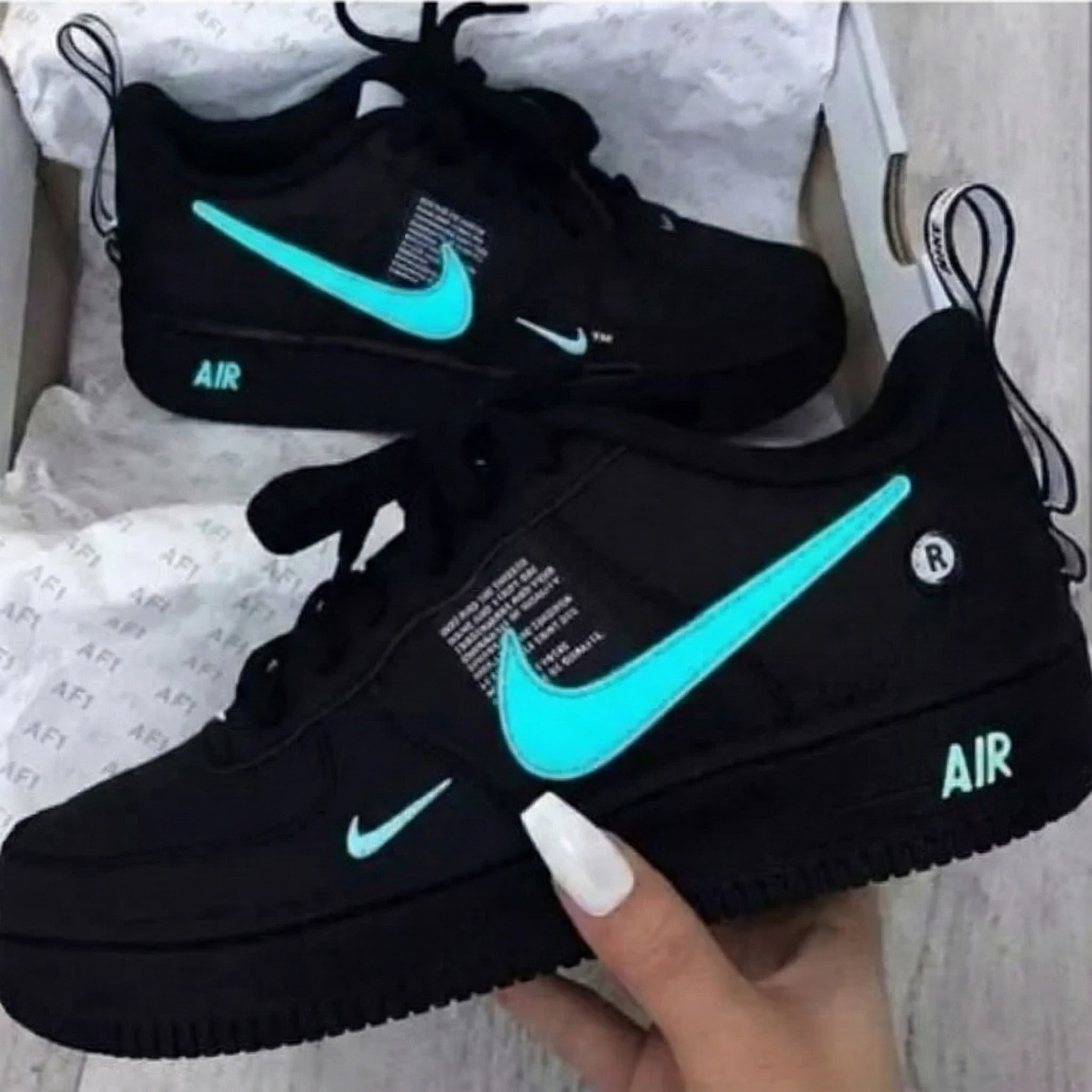 Black Mint Custom AF 1s Shoes