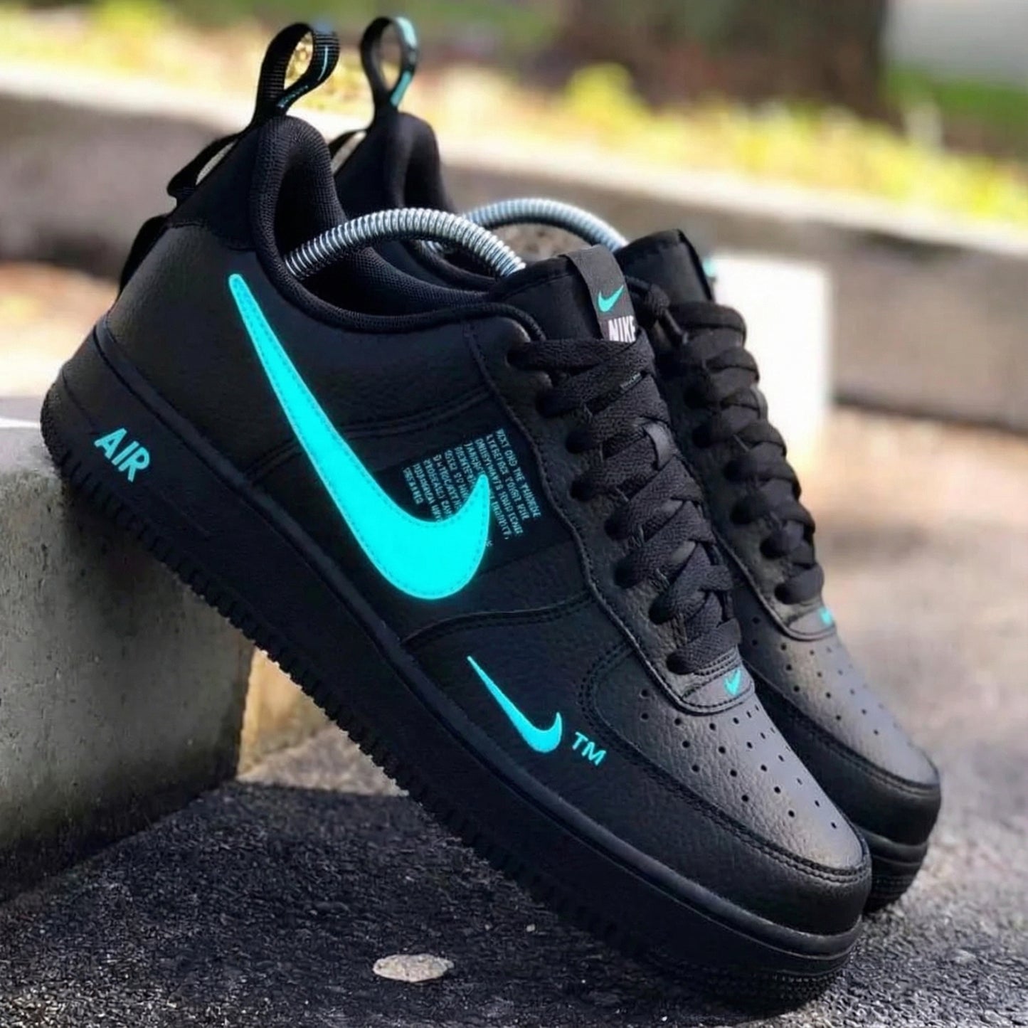 Black Mint Custom AF 1s Shoes