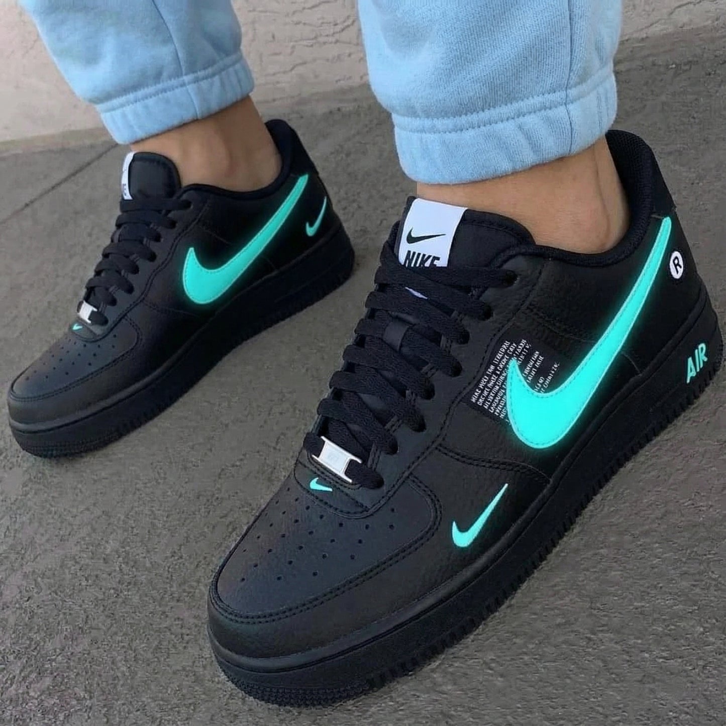 Black Mint Custom AF 1s Shoes