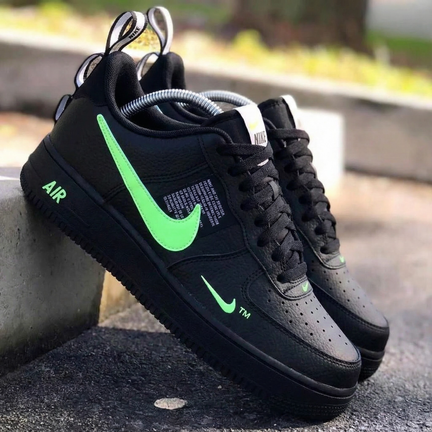 Black Neon Green Custom AF 1s Shoes
