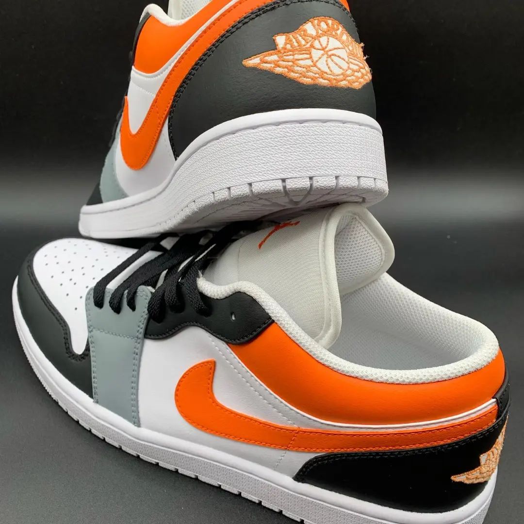 Black Orange White Custom AJ 1s Shoes