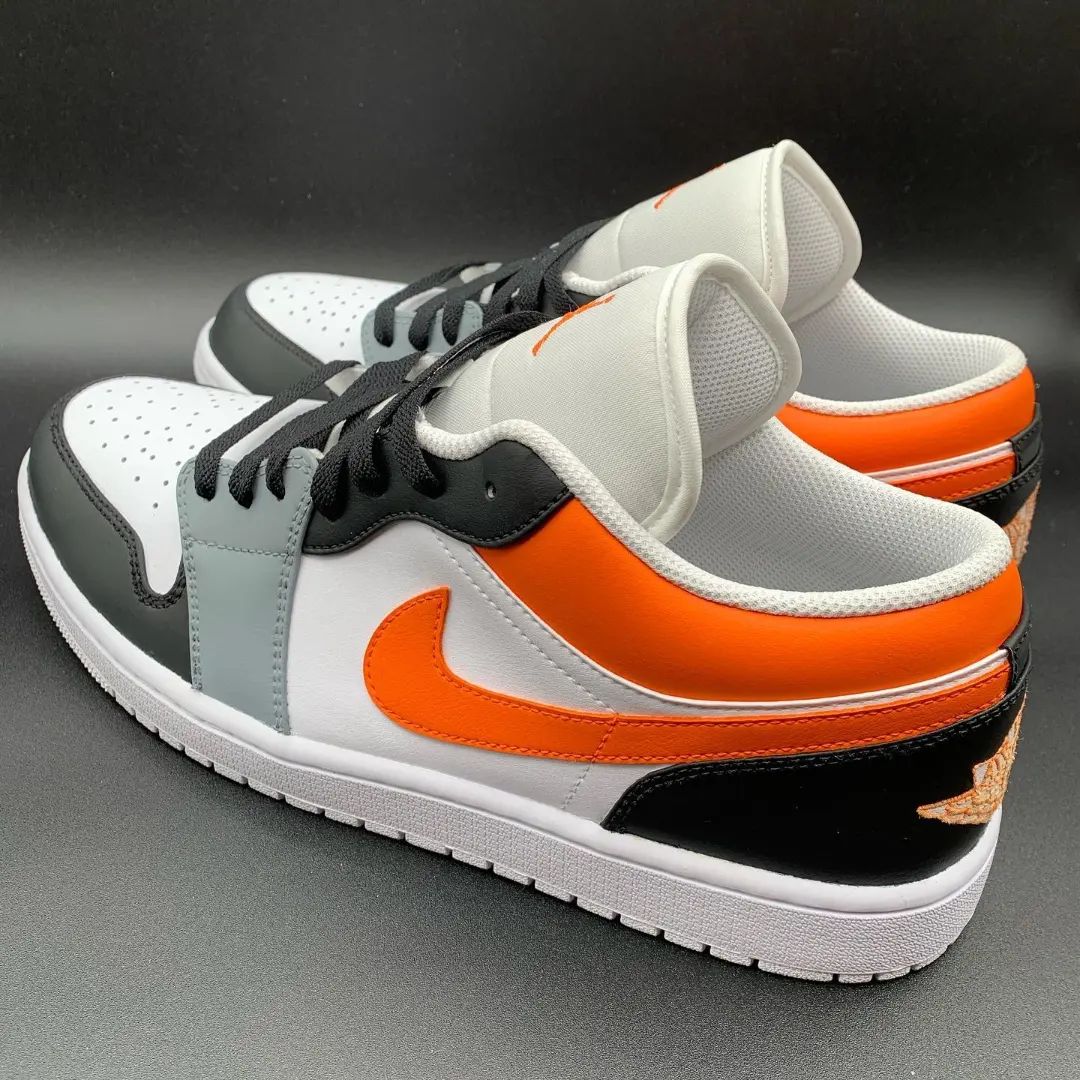 Black Orange White Custom AJ 1s Shoes