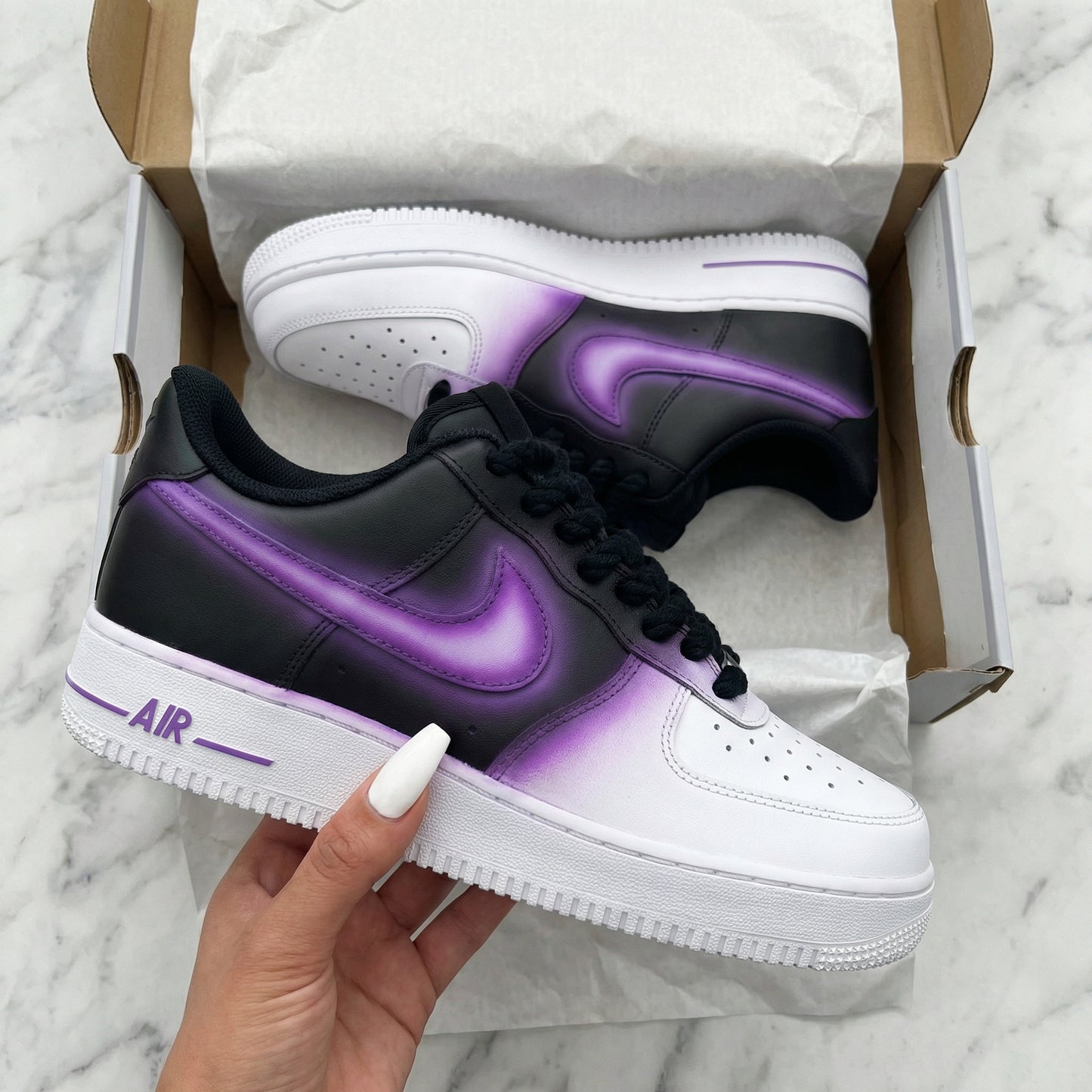 Black Purple Gradient Custom AF 1s Shoes