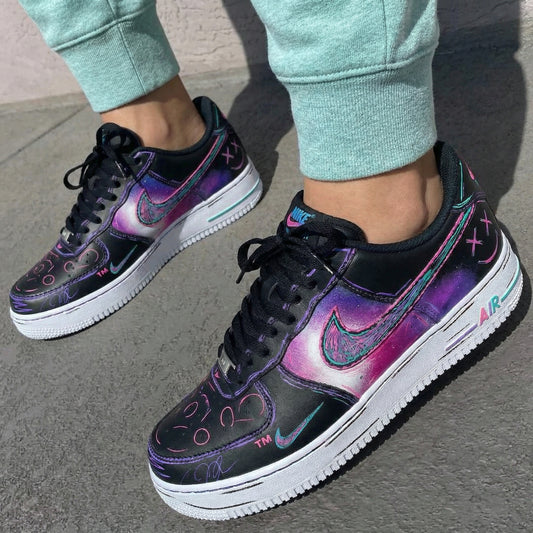 Black Purple Pink Game Over Custom AF 1s Shoes