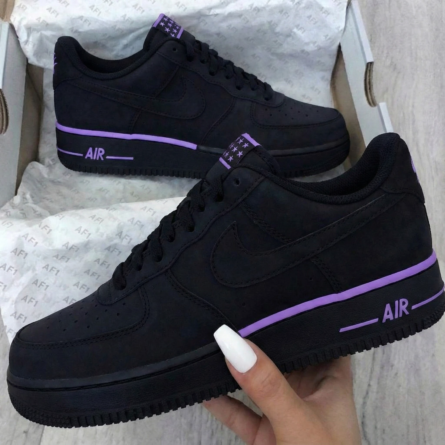 Black Purple Star Custom AF 1s Shoes