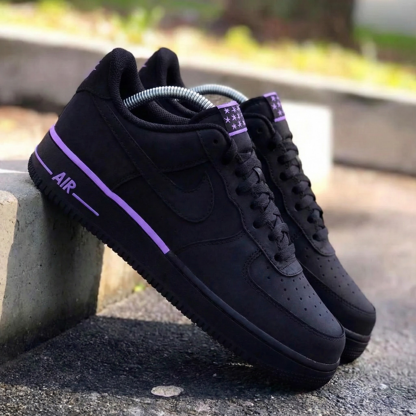 Black Purple Star Custom AF 1s Shoes