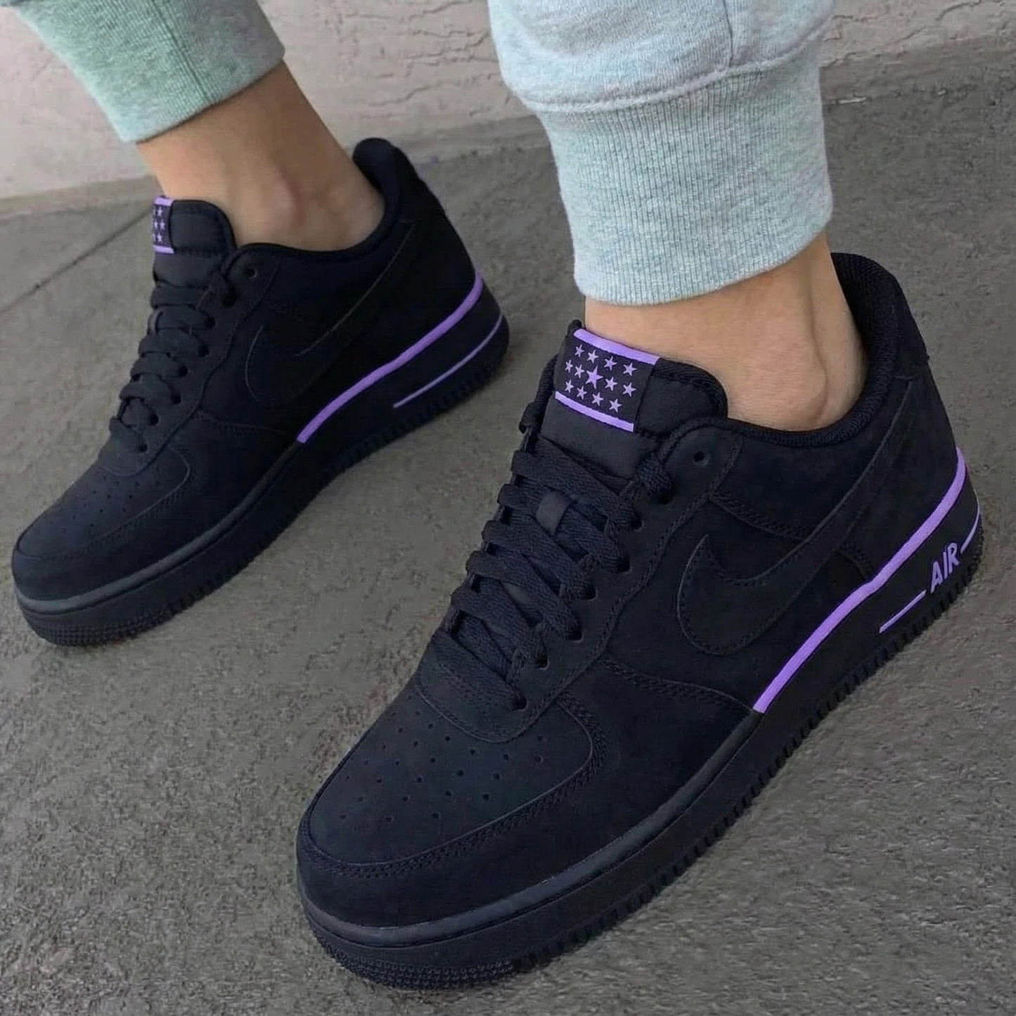 Black Purple Star Custom AF 1s Shoes