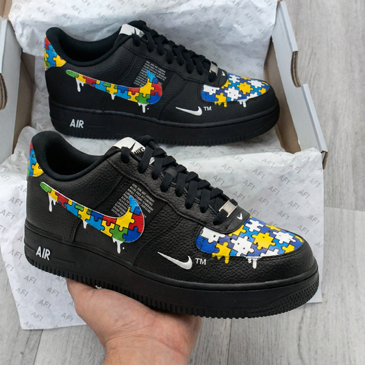 Black Puzzle - themed Custom AF 1s Shoes