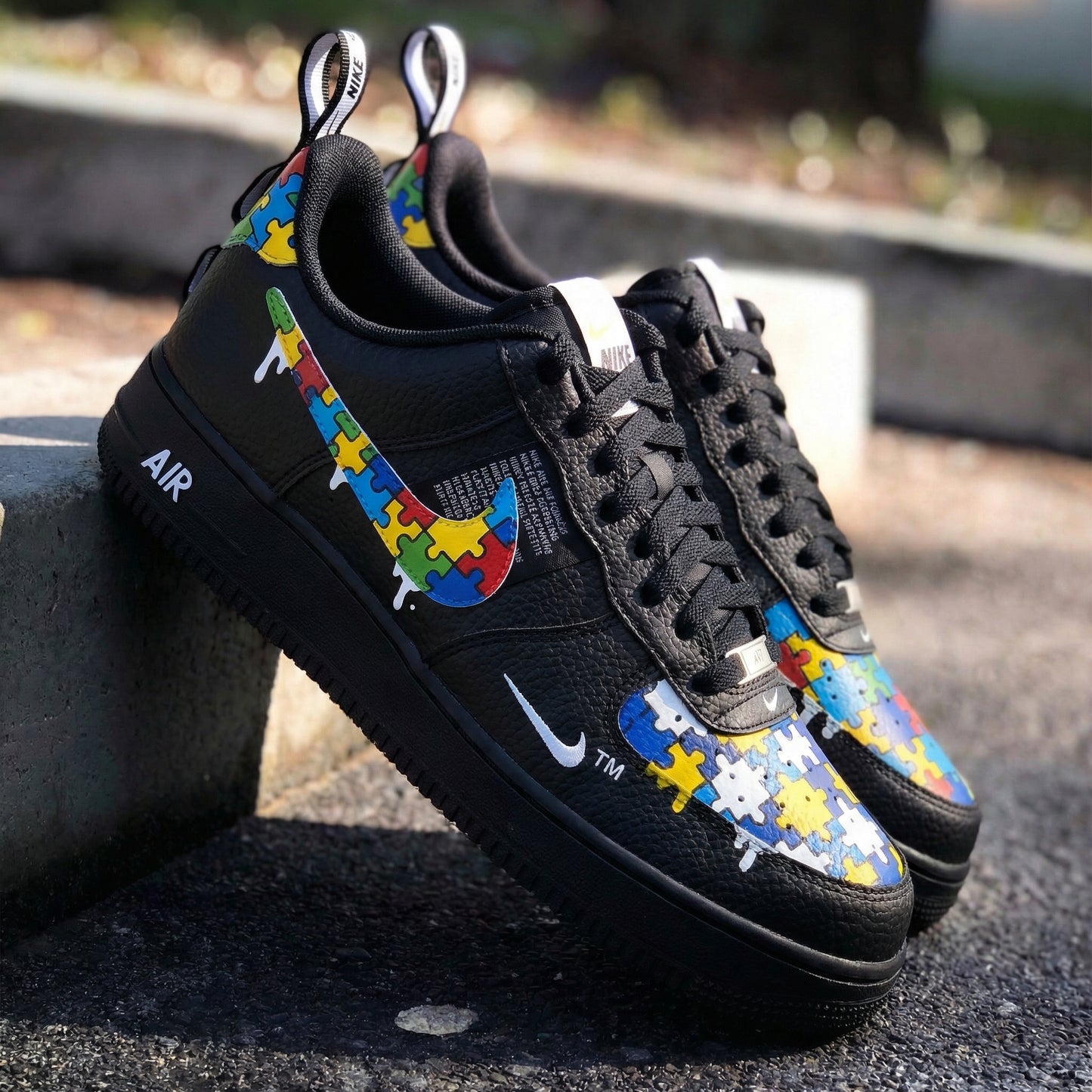 Black Puzzle - themed Custom AF 1s Shoes