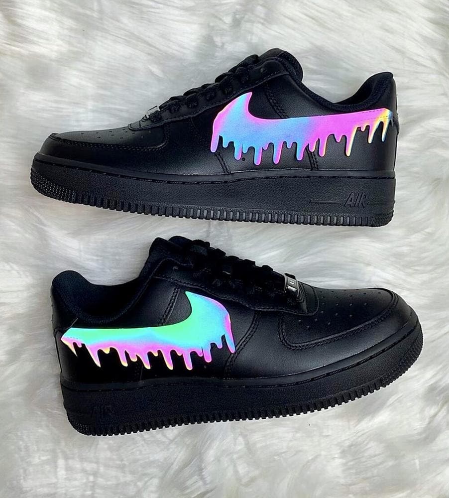 Black Rainbow Drip Custom AF 1s Shoes