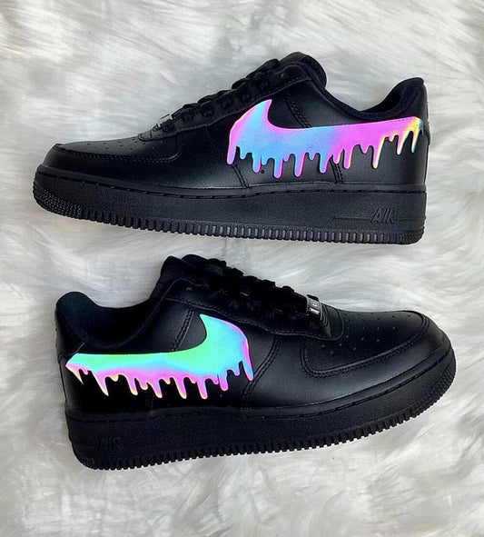 Black Rainbow Drip Custom AF 1s Shoes