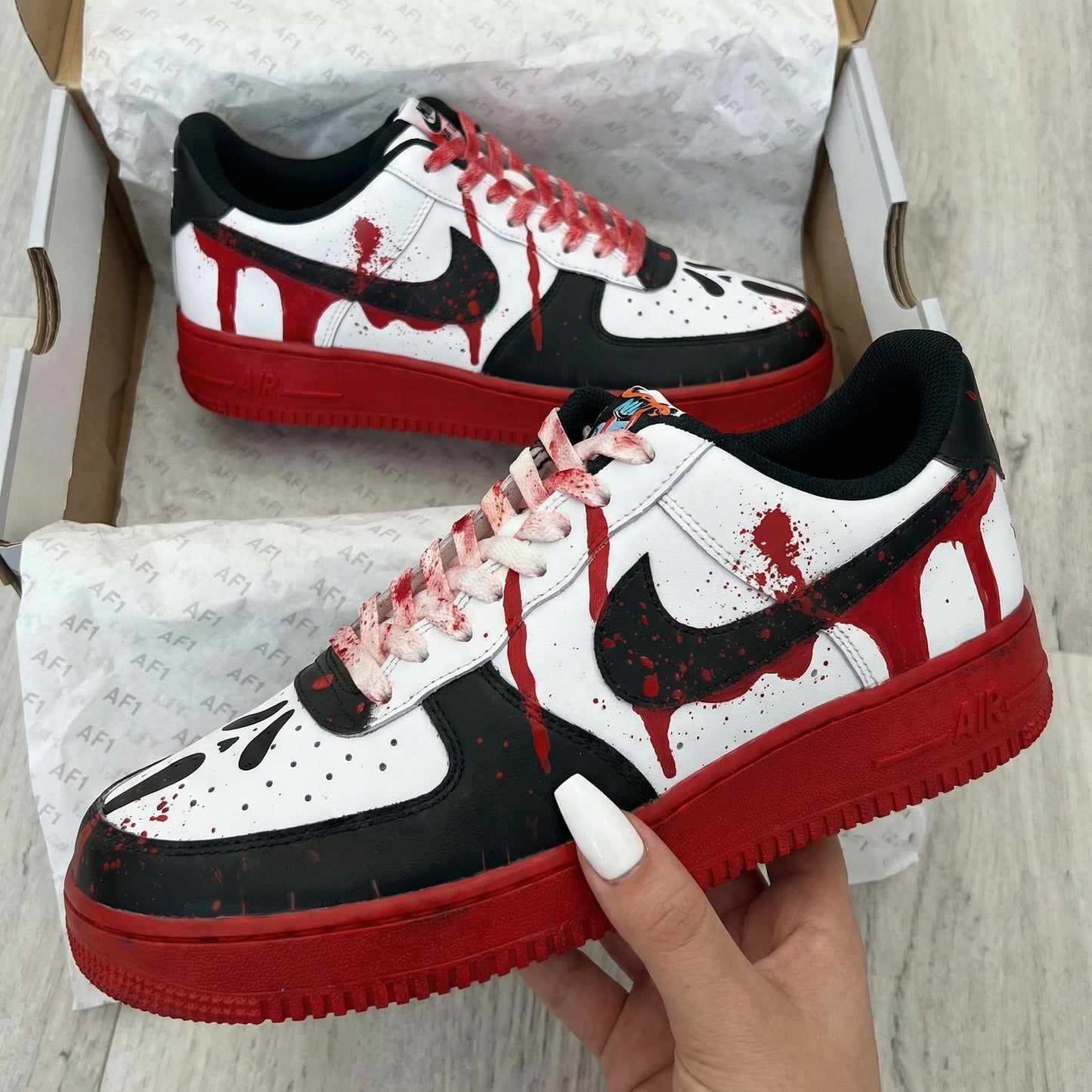 Black Red Blood Drip Ghost Face Splatter Custom AF 1s Shoes