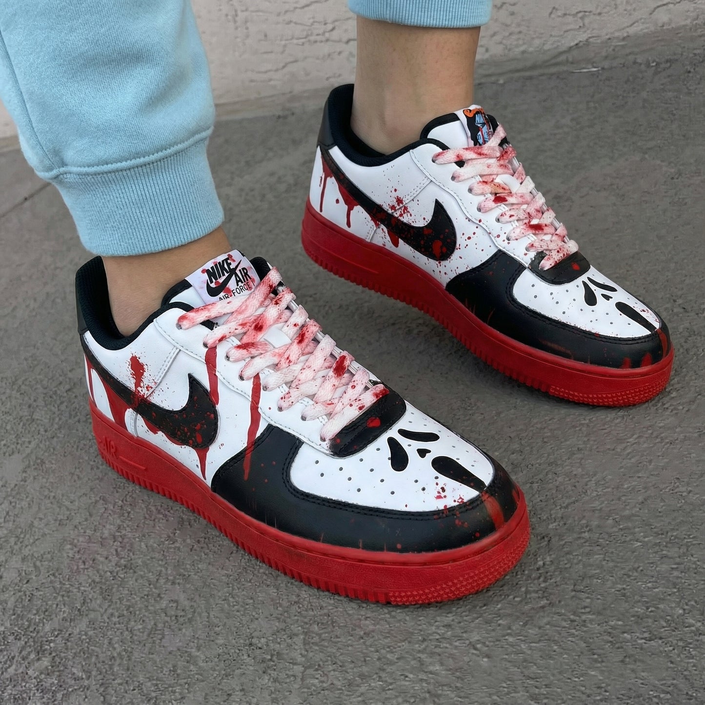Black Red Blood Drip Ghost Face Splatter Custom AF 1s Shoes