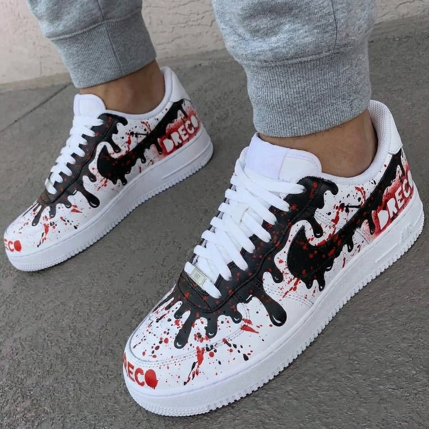 Black Red Blood - Splatter Custom AF 1s Shoes