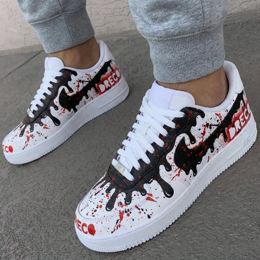 Black Red Blood - Splatter Custom AF 1s Shoes