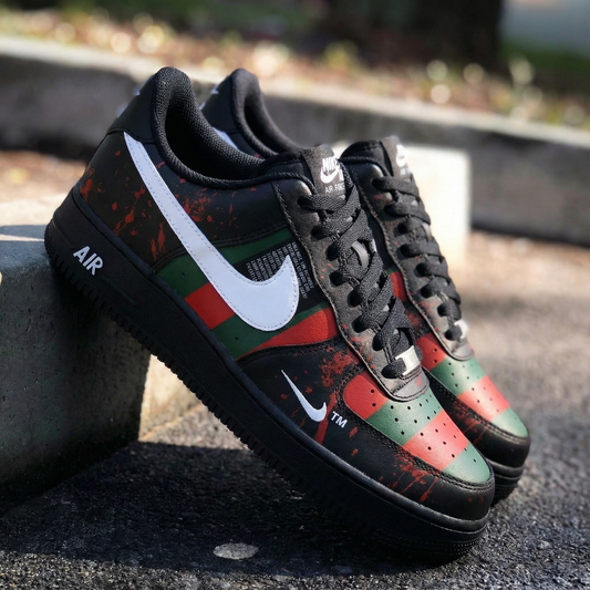 Black Red Green Stripes Custom AF 1s Shoes
