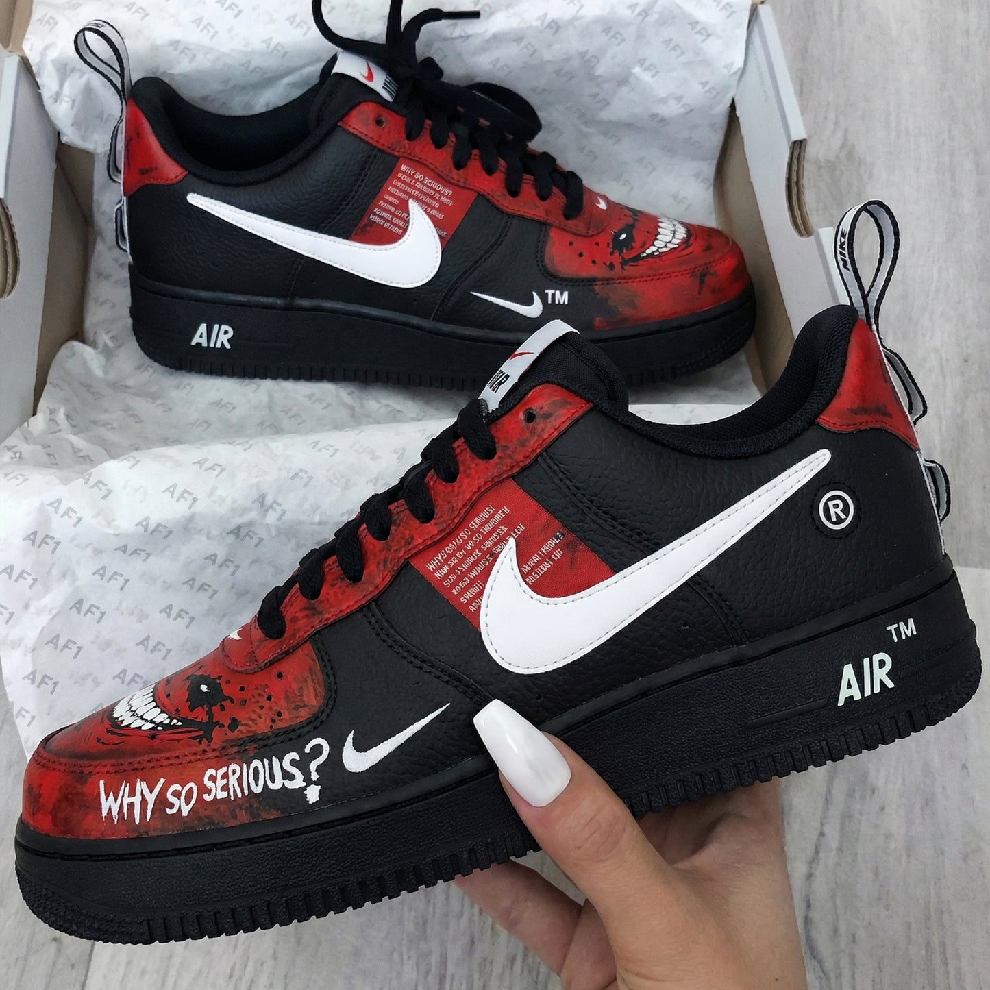 Black Red Joker Themed Custom AF 1s Shoes