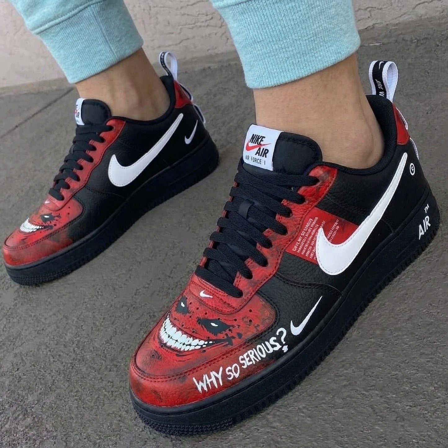 Black Red Joker Themed Custom AF 1s Shoes