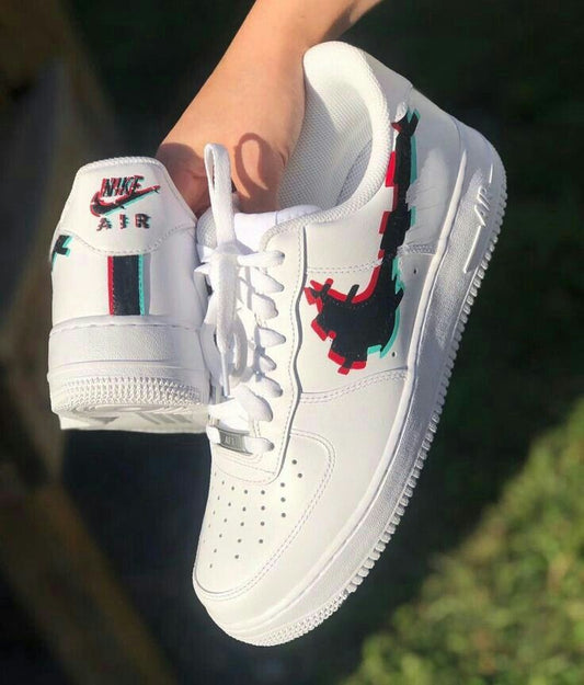 Black Red Pixel Custom Air Force 1 Shoes