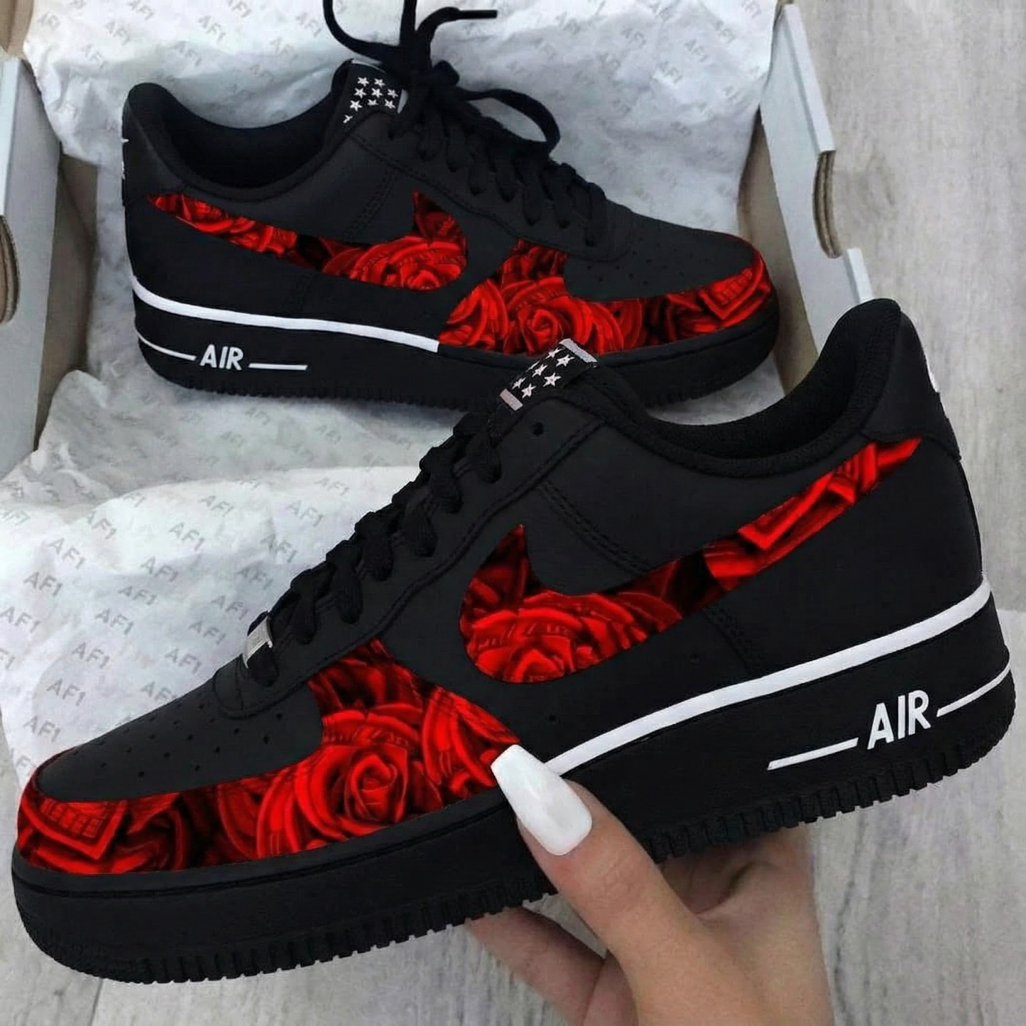 Black Red Roses Custom AF 1s Shoes