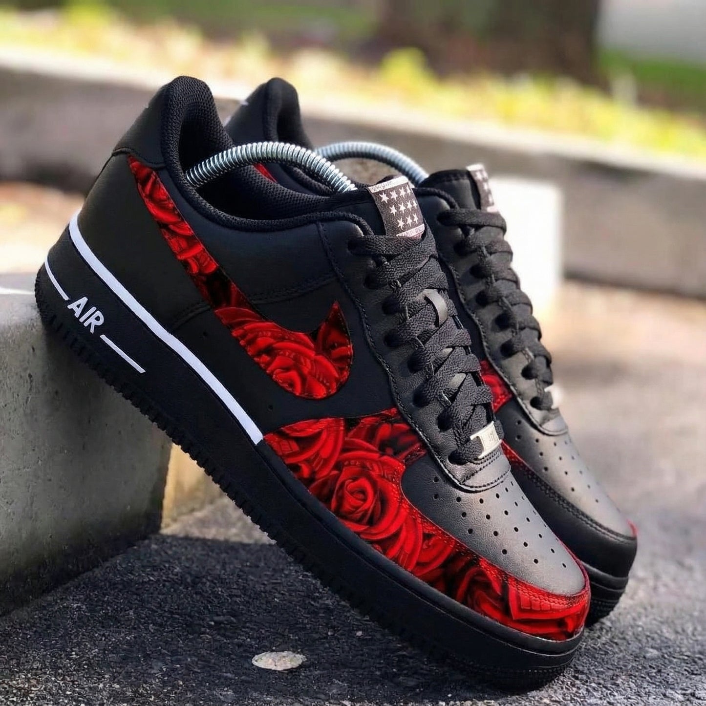 Black Red Roses Custom AF 1s Shoes