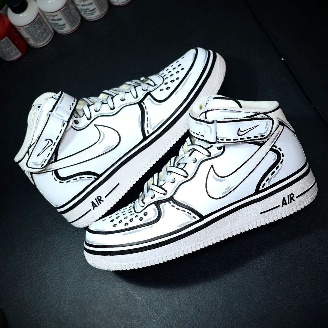 Black Sketch Custom AF 1s Shoes