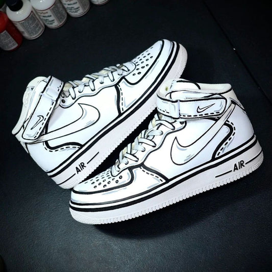 Black Sketch Custom AF 1s Shoes