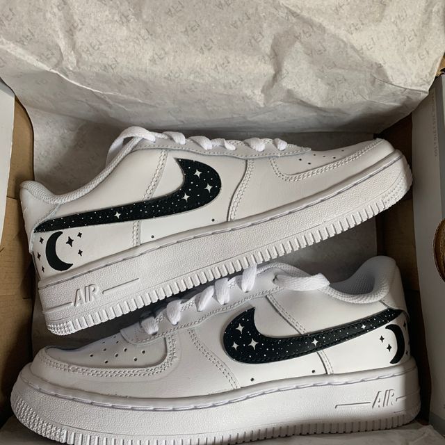 Black Star And Moon Custom Air Force 1 Shoes