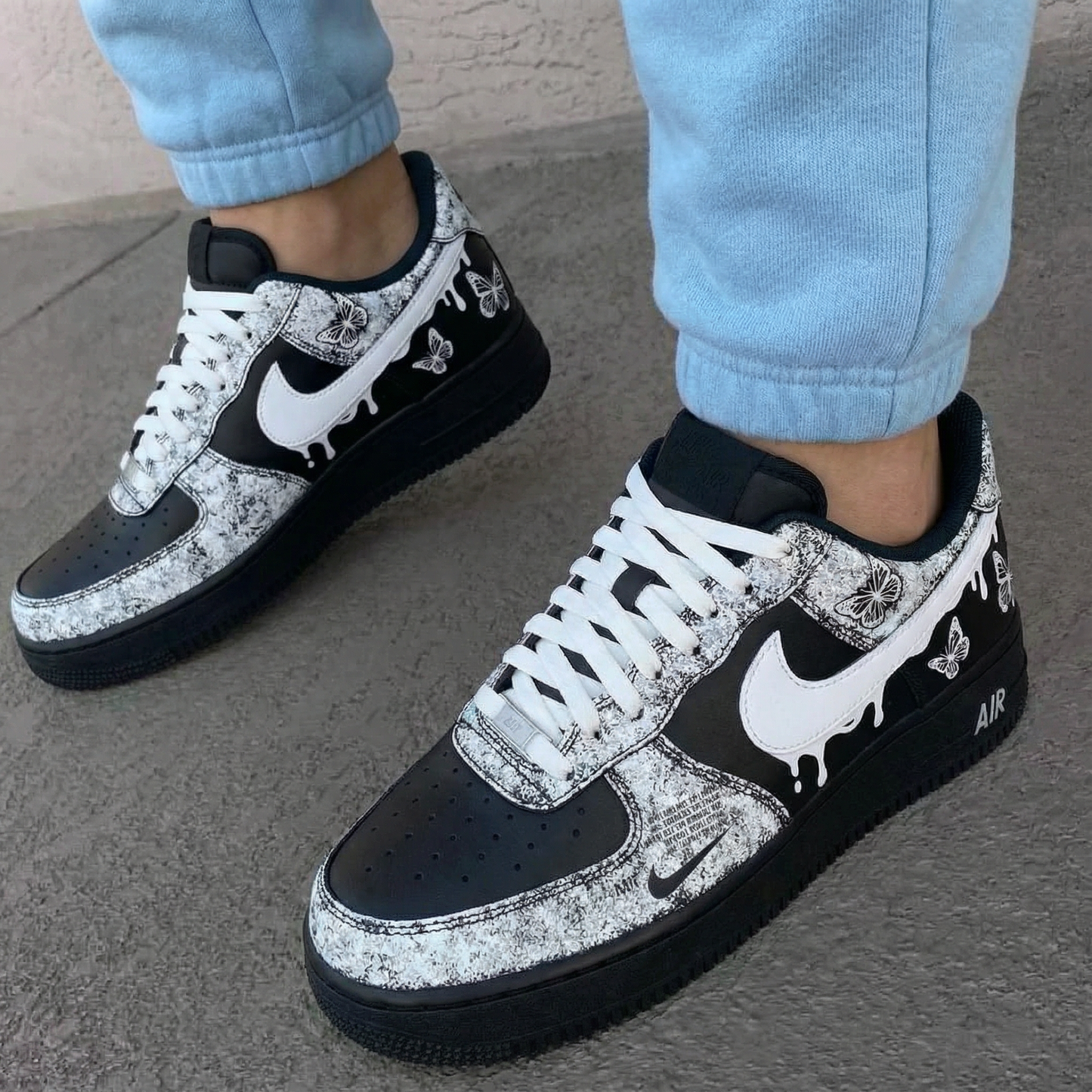 Black White Butterfly Custom AF 1s Shoes