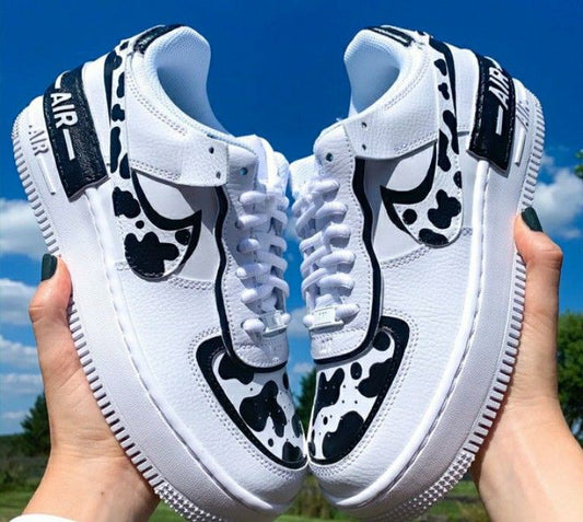 Black White Cow Print Custom AF 1s Shoes