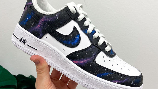 Black White Galaxy Custom AF 1s Shoes