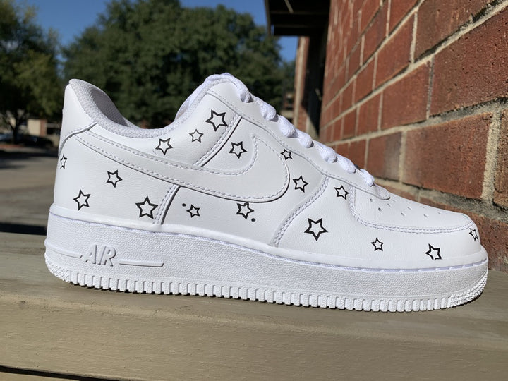 Black White Star Custom AF 1s Shoes