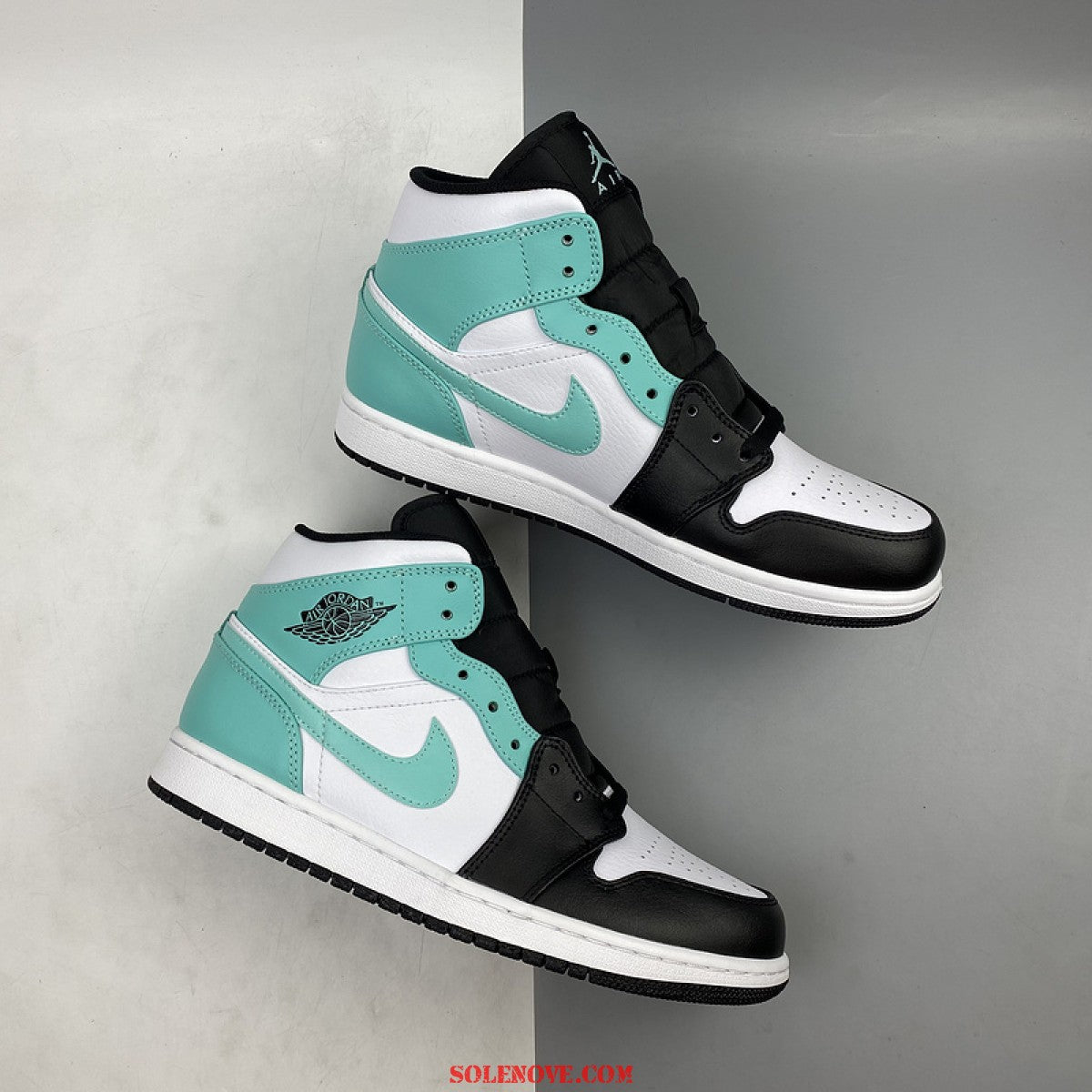 Black White Turquoise Custom AJ 1s Shoes