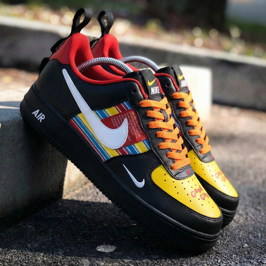 Black Yellow Striped Custom AF 1s Shoes
