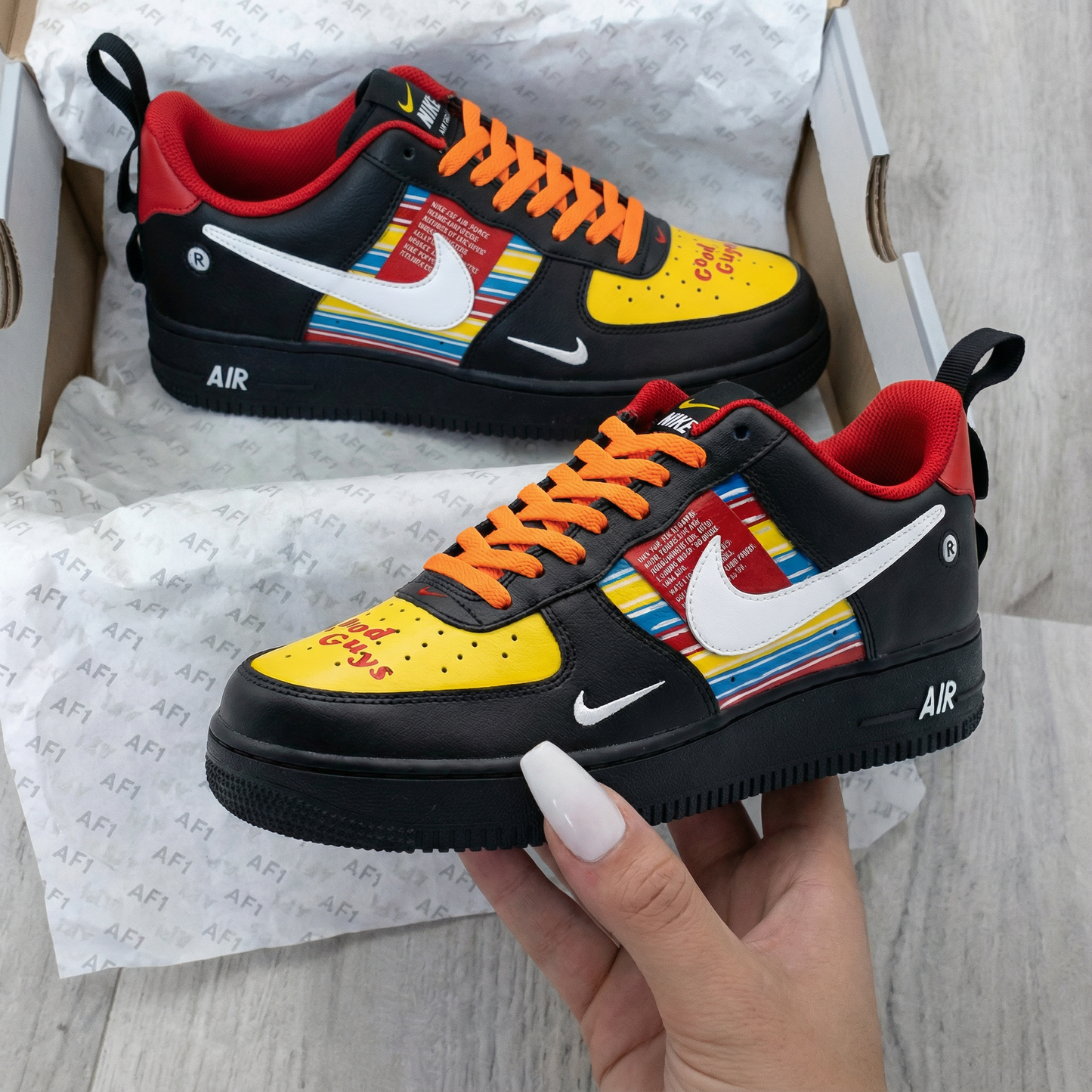 Black Yellow Striped Custom AF 1s Shoes