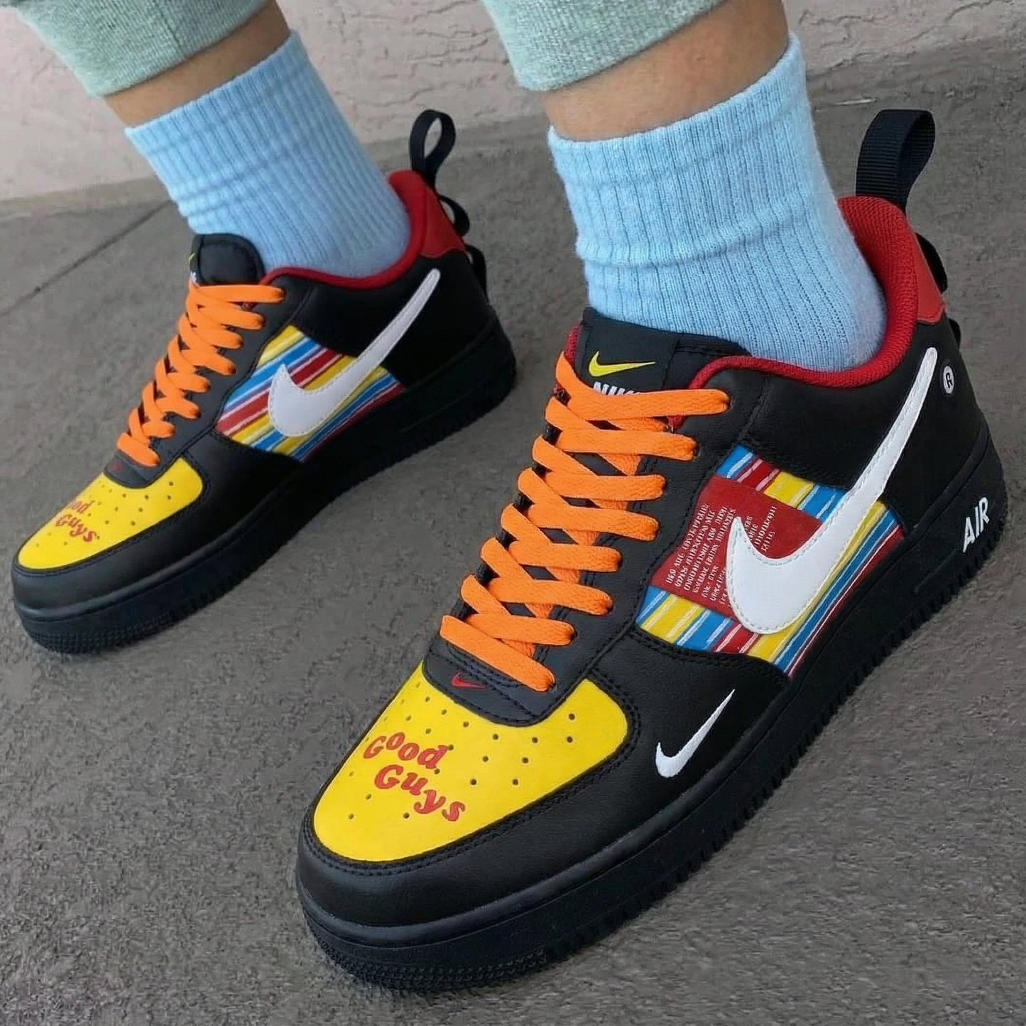 Black Yellow Striped Custom AF 1s Shoes