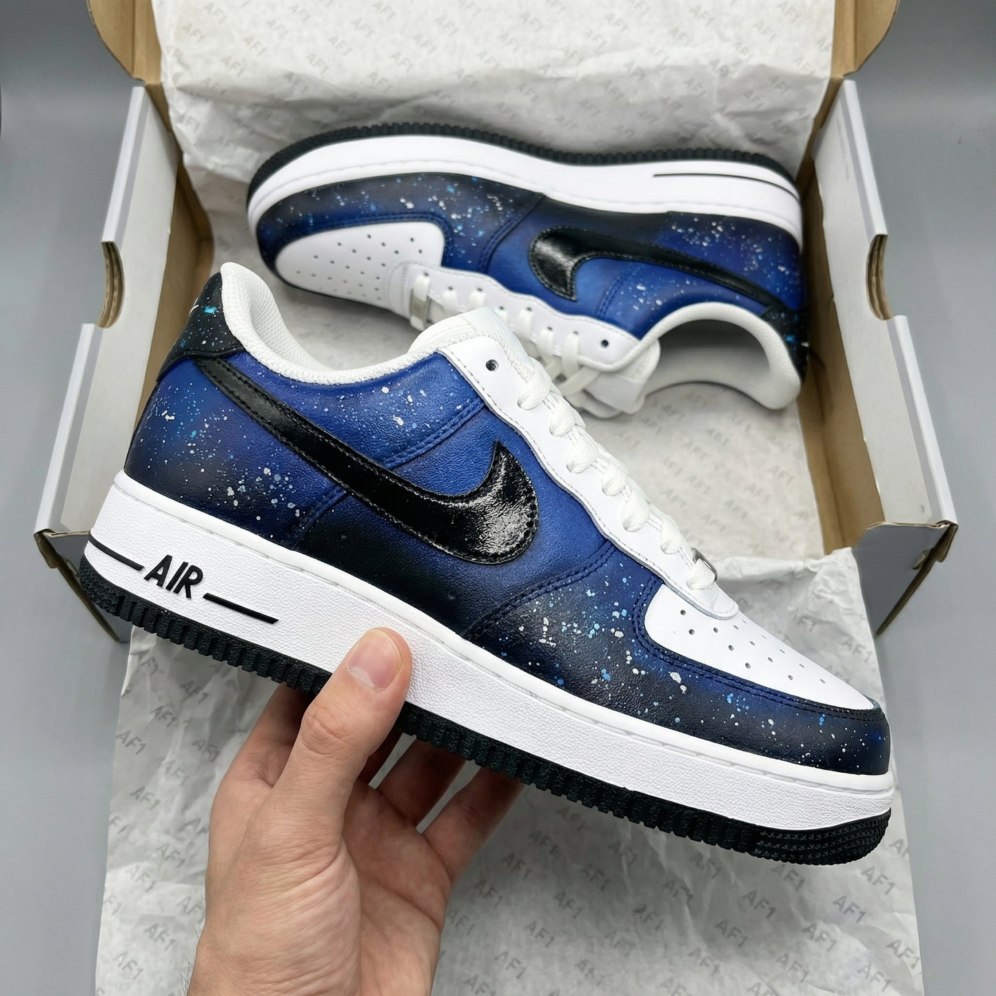 Blue Black Galaxy Splatter Custom AF 1s Shoes
