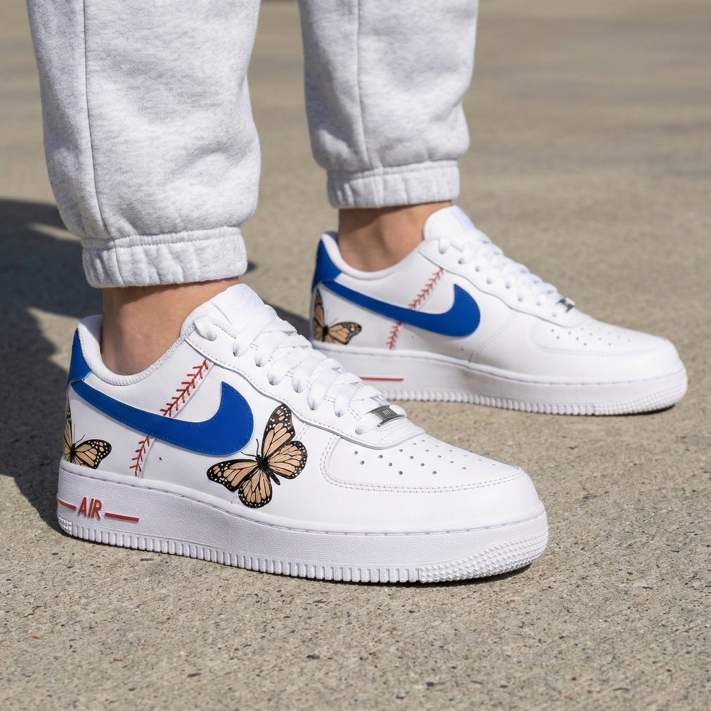 Blue Butterfly Baseball Custom AF 1s Shoes