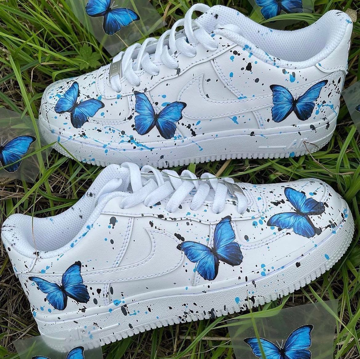 Blue Butterfly Custom AF 1s Shoes