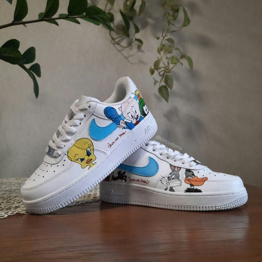 Blue Cartoon Custom AF 1s Shoes
